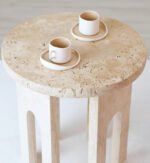 Troia Light Travertine Round End/Side Table U Shape Legs Unfilled, Honed (D)18" (H)20" - Image 4