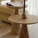 Troia Light Travertine Round End/Side Table Conic Shape Leg Honed (D)18" (H)22" - Image 3