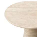 Troia Light Travertine Round End/Side Table Conic Shape Leg Honed (D)18" (H)22" - Image 2