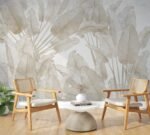 Neutral Toned Banana Leaf Wallpaper Mural - Image 3