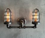 Black Pipe Light - Double Cage Industrial Wall Sconce - The Ironforge - Image 4