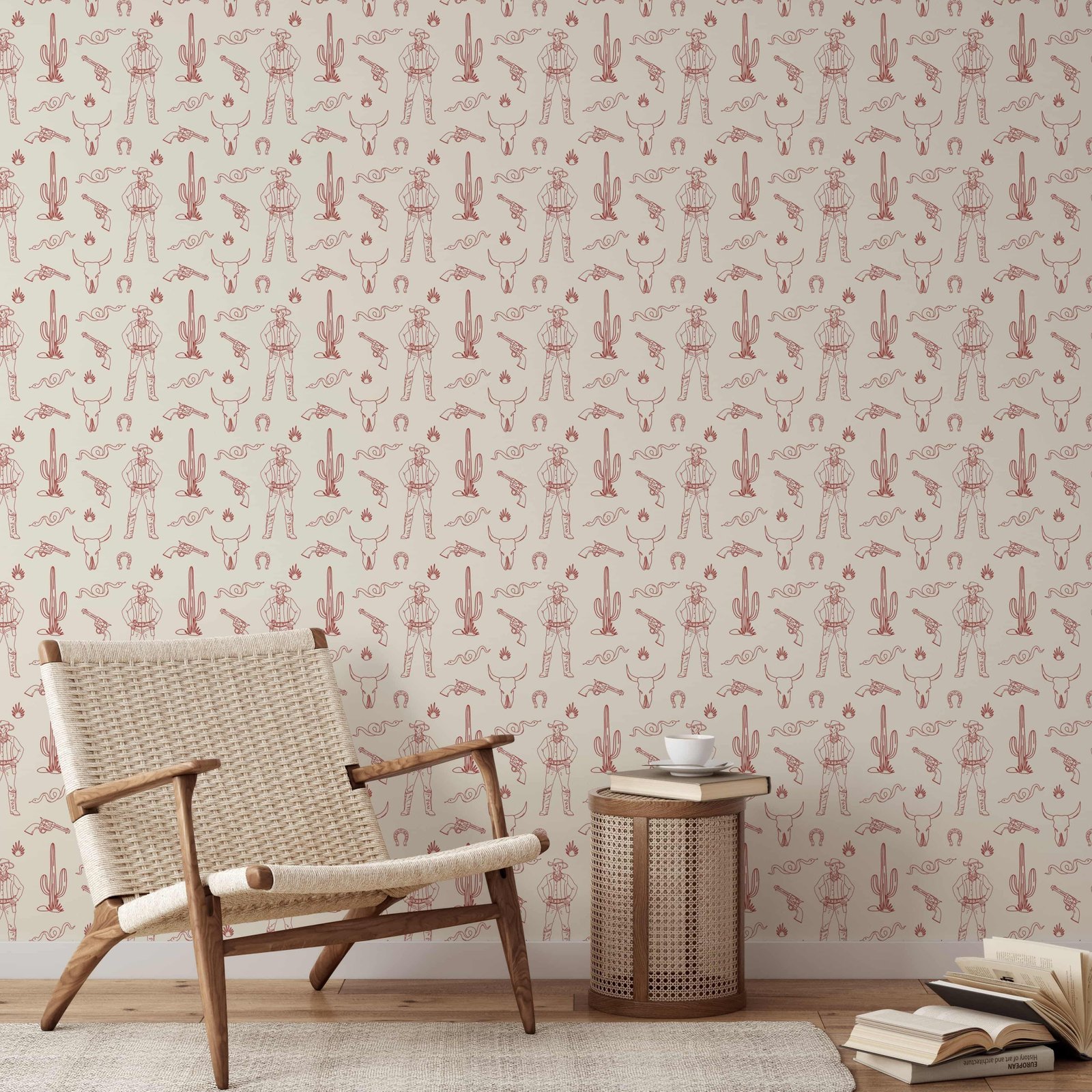 wild_west_pattern_13-min_ad70e1ea-8f8c-4e0e-8aa7-4bced70a0557-1 Line Art Western Cowboy Wallpaper - Desert Icons - Image 1