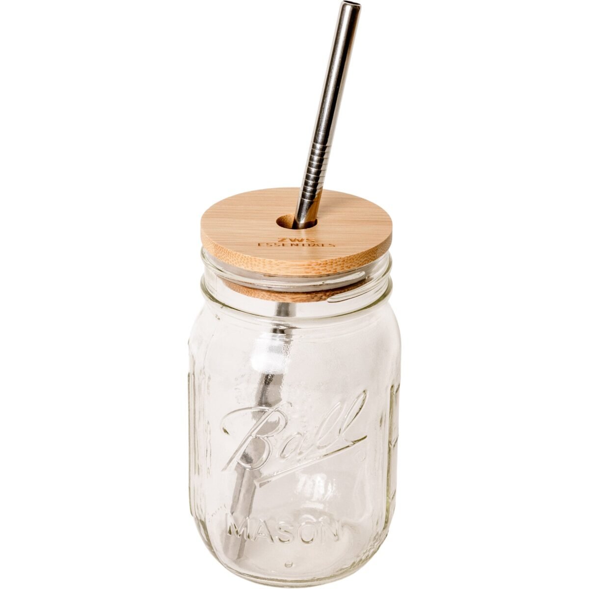Mason Jar Kit- Mason Jar, Bamboo Lid, Stainless Steel Straw - Image 6