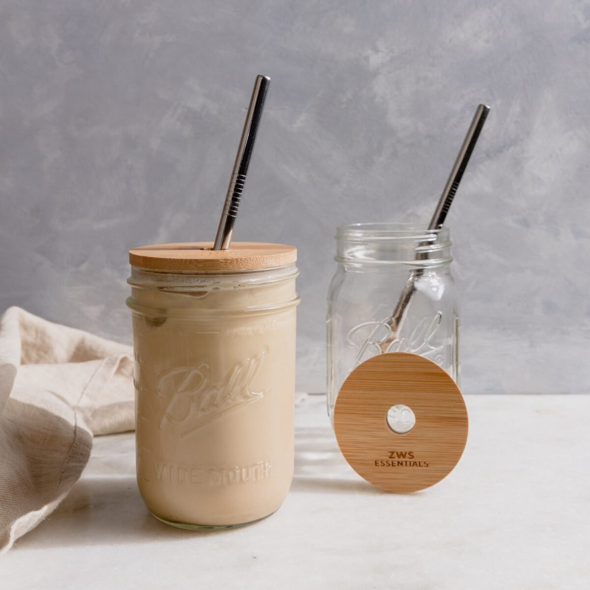 Mason Jar Kit- Mason Jar, Bamboo Lid, Stainless Steel Straw - Image 1