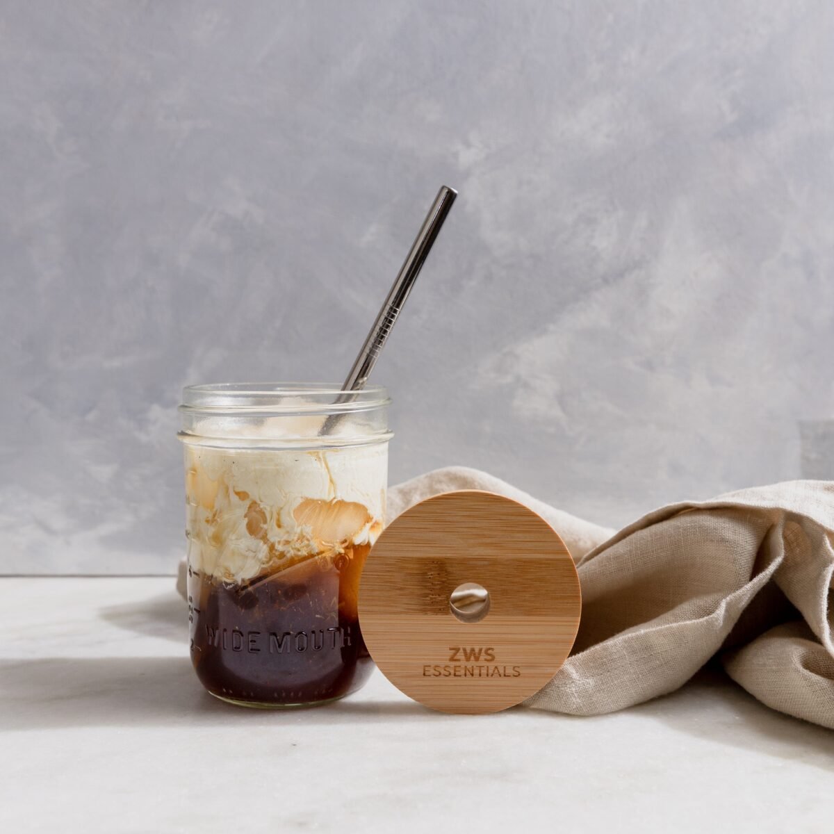 Mason Jar Kit- Mason Jar, Bamboo Lid, Stainless Steel Straw - Image 3