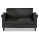 Alera ALENRL22LS10B Series 55.5x31.5x33.07 In. Reception Loveseat Black Two-Cushion PU Leather Sofa 5-Year Warranty for