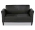 Goldoma Reception Loveseat – Black PU Leather Two-Cushion Sofa, 55.5 in.