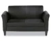 Goldoma Reception Loveseat – Black PU Leather Two-Cushion Sofa, 55.5 in.