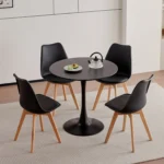 A Set of 6 Nordic Medieval Dining Chairs PU Padded Seat Beech Wood Legs Desk Chairs for Dining Room Bedroom Balcony Restaurant - Image 20