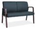 Goldoma Reception Loveseat - Black Bonded Leather on Wood Frame