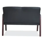 Alera ALERL2219M WL Series Reception Loveseat 44.88 In. X 26.13 In. X 33 In. Black PU Leather on Wooden Frame for Home Office - Image 4