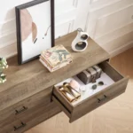 Goldoma rustic walnut TV cabinet with 4 drawers in a living room