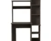 Goldoma 40" Gray Solid Wood Computer Desk with Storage Shelves for Home Office