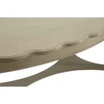 Antiqued white oval coffee table - 50-inch solid wood distressed finish coffee table with scalloped edge