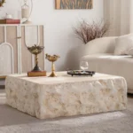 Goldoma modern minimalist rustic wood coffee table in living room