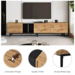 Large TV stand for 80 inch TV - Goldoma 3-door media console with storage and drop-down doors