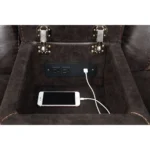 Goldoma Top Grain Leather Home Theater Recliner Sofa Set with tufted back and adjustable reclining in a modern living room
