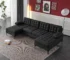 Goldoma U-Shaped Sectional Sofa with Tufted Backrest and Black Legs