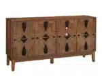 Goldoma Mid Century Modern Solid Wood Sideboard Buffet Cabinet with 4 Doors – TV Media Console Storage – top view