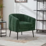 Goldoma convertible loveseat sofa with channel tufted chenille upholstery and metal legs