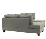 Goldoma 3-Piece L-Shape Convertible Fabric Sectional Sofa in Gray with tufted back and wood legs in a modern living room