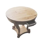 Eco-friendly modern solid wood small dining table with curved legs and natural finish