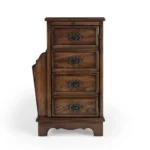Goldoma rustic end table with drawer and magazine rack in cherry brown distressed finish