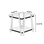 Modern stainless steel end table with tempered glass shelves for living room decor