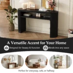 Goldoma Modern Fluted Console Table with open shelf in living room – eco-friendly solid wood and MDF fluted console table