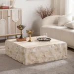 Goldoma modern minimalist rustic wood coffee table in living room