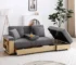 Goldoma 2-Seat Convertible Reclining Sleeper Sofa with Storage, L-Shape Sectional Couch Bed, Modern Linen