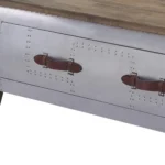 51-inch coffee table with drawer in brown solid wood and gray aluminum base