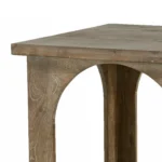 24" HMS Brown Distressed Solid Wood Square Floor Shelf End Table for Living Room Furniture - Image 6