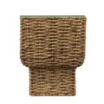 Goldoma rattan end table with clear glass top in a living room setting