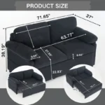 Goldoma convertible queen sleeper sofa in chenille upholstery with side storage pocket and casters
