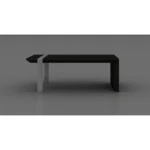 Goldoma 48-inch distressed sled coffee table in black and silver with open shelf