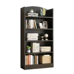 YQ FOREVER Morden Black Wooden Panel Bookcase Shelve Book Storage Standing Living Room Furniture - Image 7