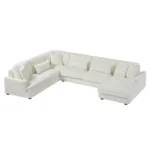 Goldoma modular U-shaped sectional sofa with chaise lounge and sofa bed in soft corduroy fabric