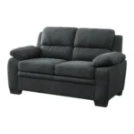 Goldoma Hugh dark gray chenille L-shape loveseat with tufted back in modern living room