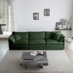 Free Combination Comfy Upholstery Modular Oversized L Shaped Sectional Sofa With Reversible Ottoman, Green Chenille - Image 6