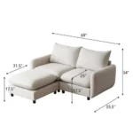 Goldoma modular L-shaped sectional sofa set with ottoman in fabric upholstery, foldable and eco-friendly design for living room