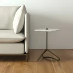 23" HMS Gold and White Marble End Table for Living Room Furniture - Image 2