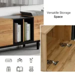 Large TV stand for 80 inch TV - Goldoma 3-door media console with storage and drop-down doors