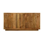 Goldoma 72 inch solid wood sideboard with four doors and shelves in warm brown finish for living room or dining room