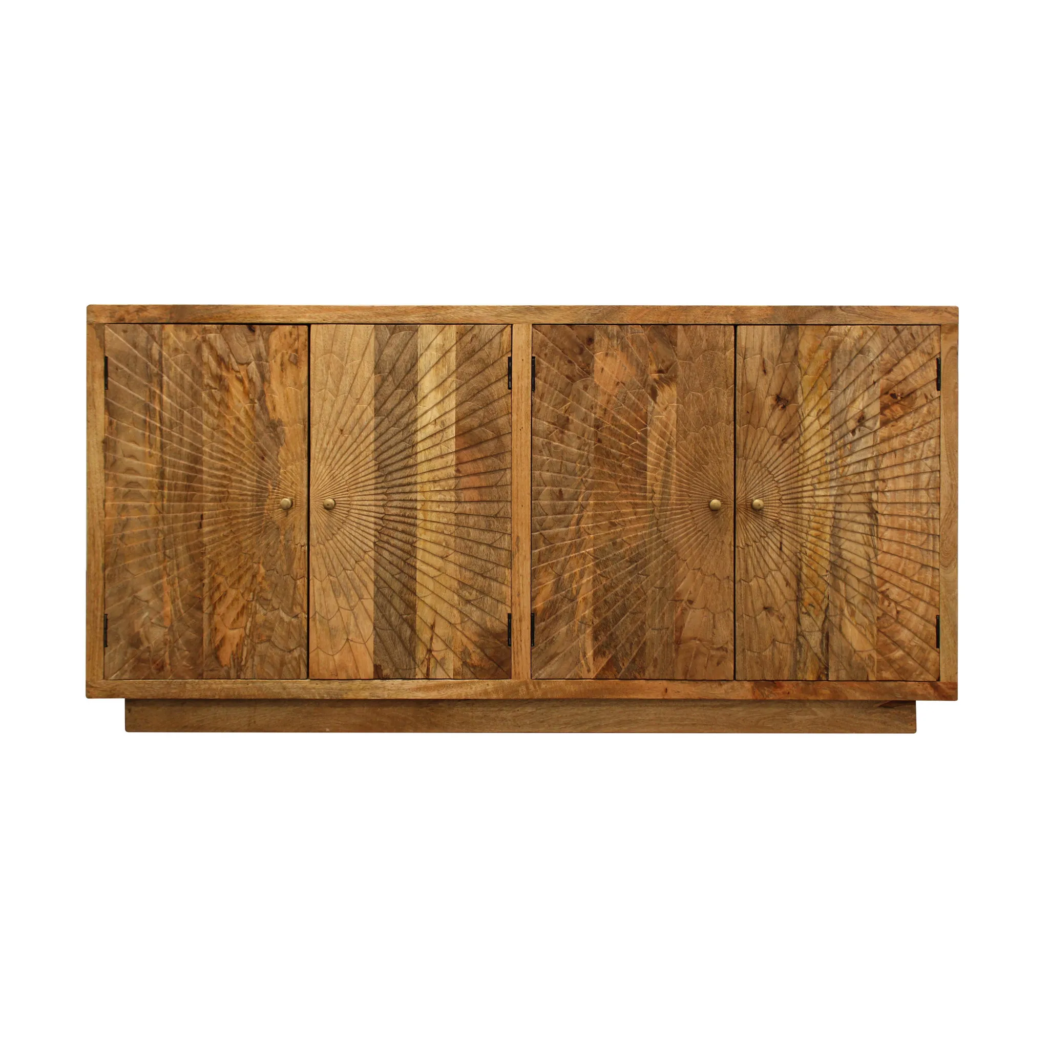 H0886127761724a1182649f327c3eadc3d.webp Goldoma 72 inch solid wood sideboard with four doors and shelves in warm brown finish for living room or dining room