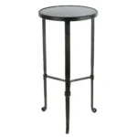 Goldoma 24 inch rustic black iron square end table in a living room setting