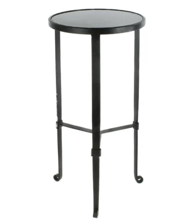 Goldoma 24 inch rustic black iron square end table in a living room setting