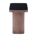 Goldoma 18-inch black and bronze pedestal end table with glass top and steel frame, perfect for living room or bedroom