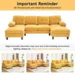 Goldoma 103.5 inch square convertible sectional sofa set with dual chaise lounges and storage pockets in modern living room