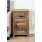 Goldoma solid wood end table with drawer in living room